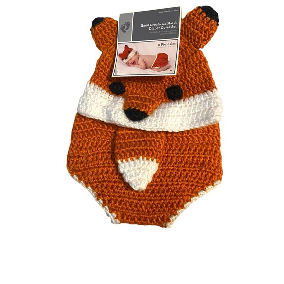 Other - Hand crocheted baby fox hat and diaper cover nwt 0-9 months